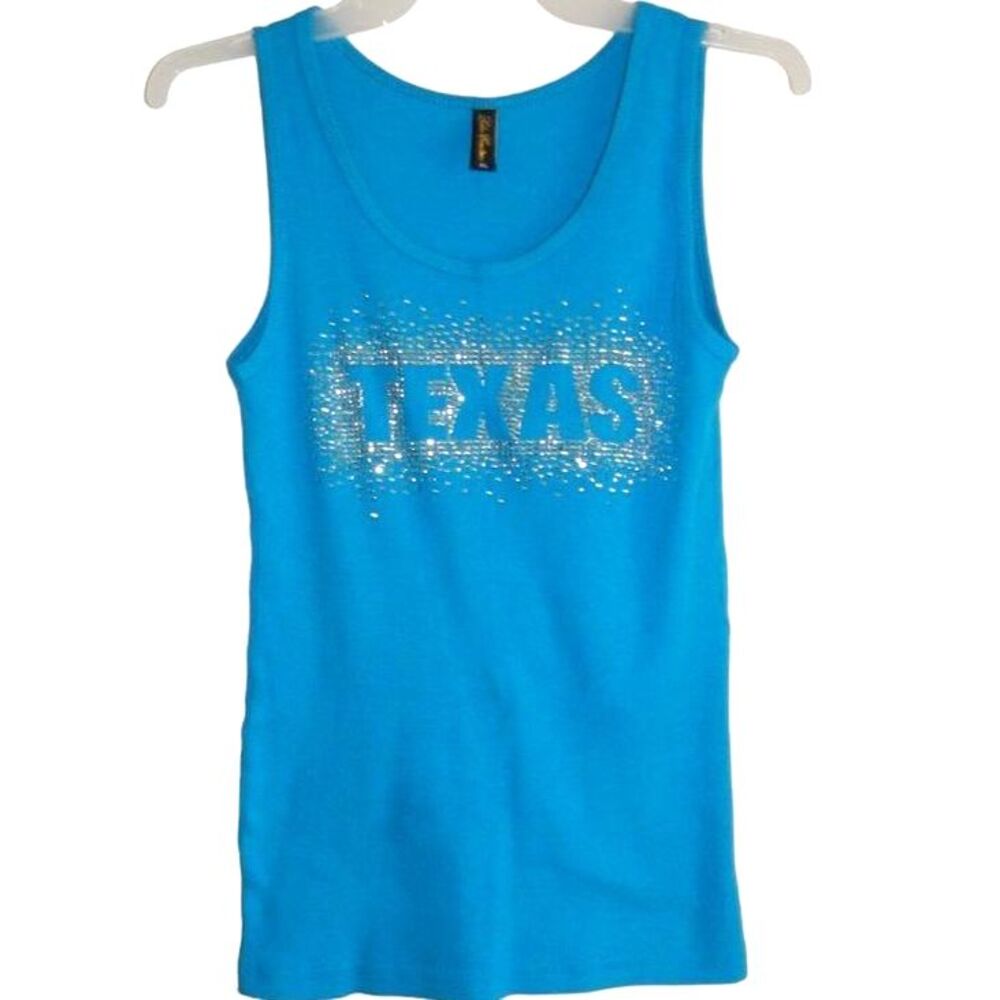 Luba Couture women’s x‑large blue ribbed Texas sequin tank top